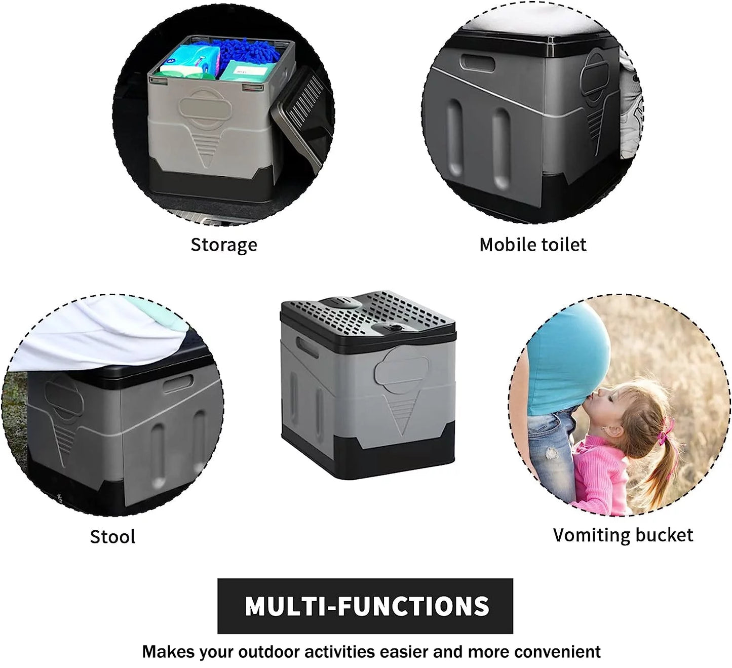 Portable Toilet for Camping, Outdoor Waterproof Travel Folding Toilet，Camping Potty for Home/Camping/Boat/Hiking/Long Trips/Beach Use